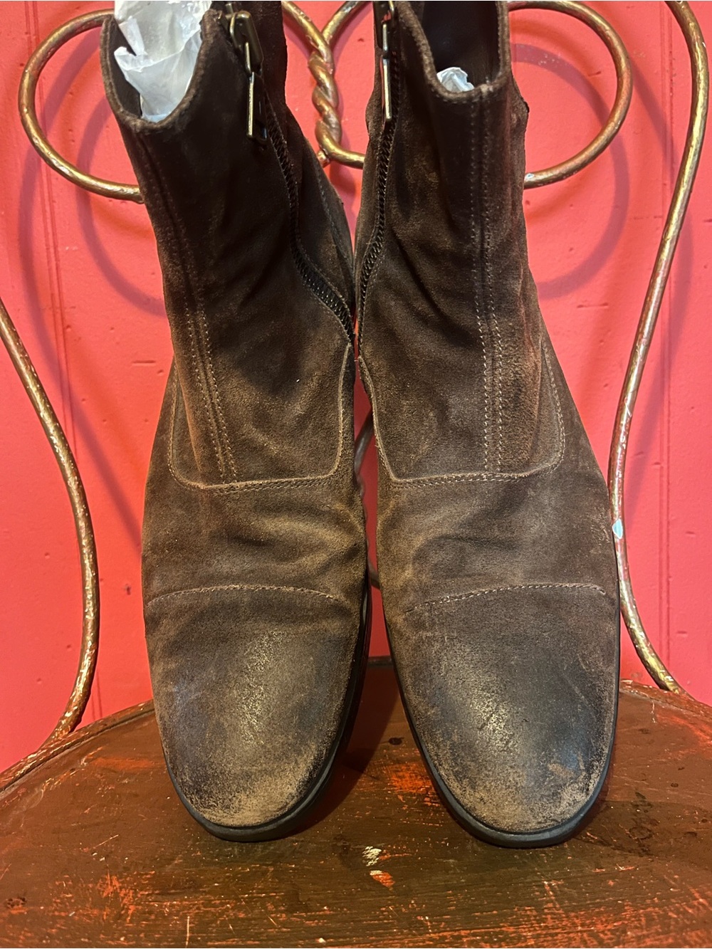 Men’s John Varvatos brown zip ankle boots 12